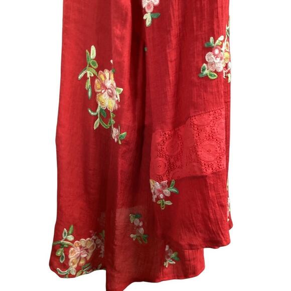 Fig & Flower Anthropologie Embroidered Floral Blouse,V-neckline, 3/4 sleeves 3X - Picture 4 of 7